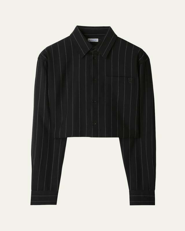 Pinstripe Cropped Wool Blouse